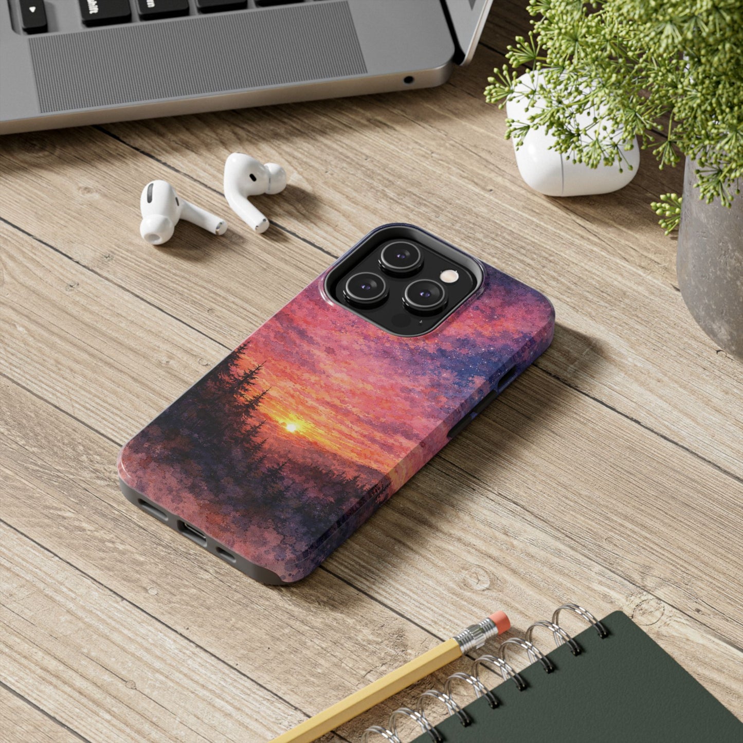 Tough Phone Case — Rosy Watercolour Northern Sunset